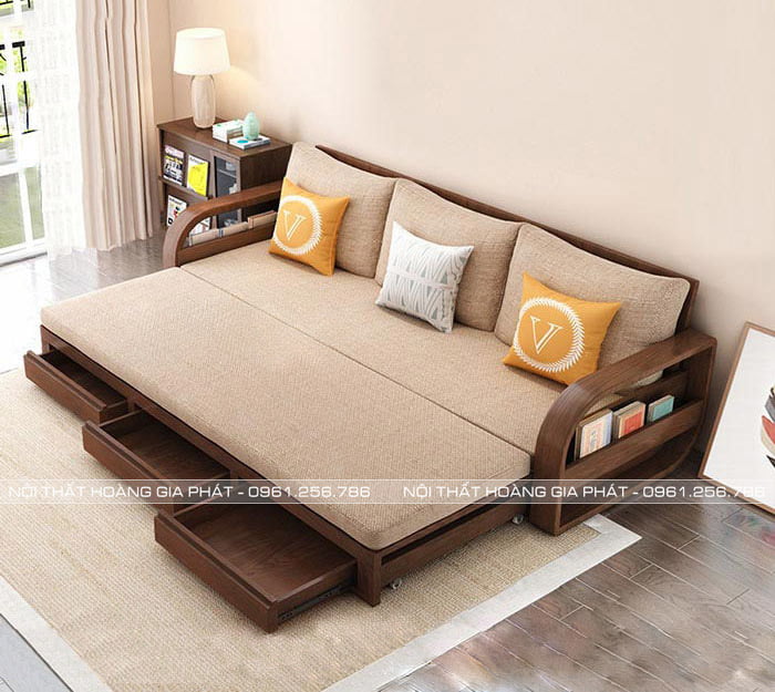 sofa giường gỗ sồi